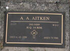 A.A. AITKEN; 50197, 2nd NZEF W/O2, H.Q. 14Bde, died 4.12.1998 aged 78 years.
He is buried in the Taruheru Cemetery
Blk RSAAS Plot 182