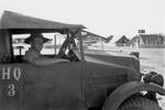 Bill driving a Morris pickup at the NZ forces camp in Egypt. Photo taken by Sapper Clarrie Cousins.