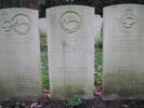 Headstone (far left) of RNZAF Flying Officer John G. Anderson - of St Heliers, Auckland - at Venray War Cemetery, Limburg, Netherlands.