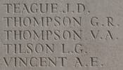 Vincent's name is inscribed on Messines Ridge NZ Memorial to the Missing, West-Flanders, Belgium.
