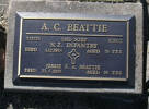 2nd NZEF, 535729 S/Sgt A C BEATTIE, NZ Infantry, died 1 December 1984 aged 79 years. JESSIE E.A. BEATTIE, died 23.6.1998 aged 90 years. - They are both buried in the Taruheru Cemetery, Gisborne Blk RSA 34 Plot 165 