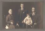 Albert Edward Blackwell with his son Donald Bruce Blackwell b.1921, Albert's father David John Blackwell of Auckland b.1859 d.1935 and Albert's grandmother Margaret Jane Willets (nee. McQuoid) of Epsom Auckland. B.1844 d.1935. Mrs Willets was the widow of Richard Henry Blackwell b.Barton Steeple, England 1823 d. Auckland 1895. Richard (Albert's grandfather) was recruited into the British army at Chipping Norton and sailed on the Ann to Sydney Australia with the 58th (Rutlandshire "Black Cuffs") British Regiment escorting transported convicts.  The 58th Regiment then sailed to Bay of Islands, New Zealand to fight in the first Maori Wars.  Richard was posted to the army barracks at Auckland Domain, before gaining an honourable discharge when the regiment returned to England. Richard Blackwell married Margaret and they farmed at Whitford.

Scanned by Albert's great great nephew Ian Blackwell from an Original kept by Mrs Frela Grayson of Auckland, widow of Albert's great nephew Ben Grayson