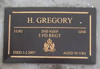 H. GREGORY, 23282. 2nd NZEF, Gnr. 5 FD Regt. Died 3.2.2007 aged 90 years
He is buried in the Taruheru Cemetery, Gisborne
Blk RSAAS Plot 222