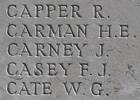 James Carney's name is inscribed on Caterpillar Valley NZ Memorial to the Missing, France.