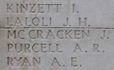 James McCracken's name is inscribed on Tyne Cot Memorial to the Missing, Belgium.