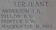 Brian's name is inscribed on Caterpillar Valley NZ Memorial to the Missing, France.