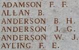 James Anderson's name is on Lone Pine Memorial to the Missing, Gallipoli, Turkey.