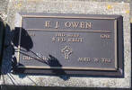 2nd NZEF, 21142 Gnr E J OWEN, 5 Fd Regt, died 30 November 1994 aged 76 years. He is buried in the Taruheru Cemetery, Gisborne Block RSA34 Plot 406