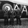 Pilot Officer A.J. Falconer (left) at RAF Feltwell UK 1940. Standing centre is Pilot Officer L.R. Hewitt and (right) Pilot Officer G. Key.