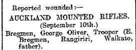 Newspaper report of George being wounded