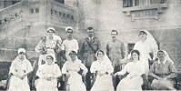 THE WAR YEARS: The staff of Aotea Convalescent Home, Heliopolis, Cairo. Back, from left: Sister M McDonald, gunner, John Stuart NZFA, Captain R Gerrard, Sergeant G Sleight and Sister L McLaren. Front, from left: Sisters R Cameron, N Hughes and M McDonnel, Matron M Early, Sister B McDonald and Sister K Booth. Gordon Stuart is trying to contact the families of the nursing staff in this photo