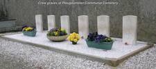 Crew Graves of RAF Stirling Bomber IV LJ878 5G-T - including 2 New Zealanders Pilot Officer Henare Uru - and Navigator Warrant Officer Robert J. Braddock - at Plougoumelen, France.