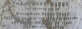 Family Grave-close up showing the commemoration to the son of William and Sarah Brand at Holy Trinity Church, Southchurch, Southend-on-Sea, Essex.