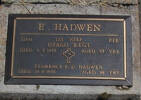 1st NZEF, 72841 Pte E HADWEN, Otago Regt, died 4 May 1955 aged 57 years; FLORENCE HADWEN, died 14 September 1996 aged 98 yrs.He is buried in the Taruheru Cemetery, GisborneBlk RSA Plot 214