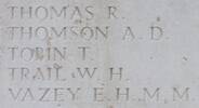 Alexander's name is inscribed on Messines Ridge NZ Memorial to the Missing, West-Flanders, Belgium
