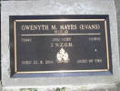 72043, GWENYTH M. HAYES (EVANS) M.I.D.(2) 2nd NZEF Nurse 2N.Z.G.H. died 22.8.2004 aged 89 years. She is buried in the Taruheru Cemetery, Gisborne Block RSA 34 Plot 24 - She is buried next to her husband  - Major William Pendray HAYES