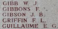 James Gibson's name is on Lone Pine Memorial to the Missing, Gallipoli, Turkey.