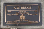 2nd NZEF, 76705 Pte A W BRUCE, NZ Infantry, died 14 October 1988 aged 71 years. PATRICIA J BRUCE, died 2.03.2007 aged 83 yrs Both are buried in the Taruheru Cemetery, Gisborne Blk RSAAs Plot 103