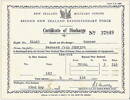 This is a photo of the Certificate of Discharge from the New Zealand Army for Bernard John Jenkins. The certificate was issued by the New Zealand Military Forces, Second New Zealand Expeditionary Force. The Certificate Number is 37949. The certificate states as follows:                 Regtl. No. 61463 Rank on discharge: Gunner. Name (in full) Bernard John Jenkins is discharged from the Second New Zealand Expeditionary Force on termination of engagement. Service in New Zealand was 183 days. Service beyond New Zealand was 3 years and 318 days. Total service: 4 years and 136 days.  The certificate was signed in Wellington, New Zealand on 22 May 1945 by the Adjutant-General, New Zealand Military Forces.