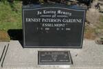 In loving memory of ERNEST PATERSON GARDYNE "Esselmont" 7-5-1918 - 13-9-1996 E.P. GARDYNE 70730 2nd NZEF QPL 35 BTN Died 13.9.1996 aged 78 yrs He is buried in the Waikaka Cemetery, Gore Block B Plot 4 / 9579