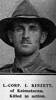 Brother of Rifleman Albert Kinzett - Lance Corporal Innes Kinzett (1889-1917) - killed in action 12 October 1917 at Passchendaele, Belgium (aged 28 years). Refer his profile this website.