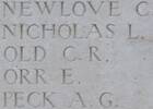 Charles Old's name is inscribed on Messines Ridge NZ Memorial to the Missing, West-Flanders, Belgium.