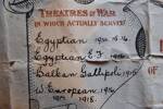 A close up photo of war service certificate - close up of theatres of war in which actually served
