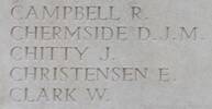 Edwin's name is inscribed on Messines Ridge NZ Memorial to the Missing, West-Flanders, Belgium.