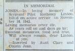 Linton's Aunt, Clara Elizabeth Gilchrist (nee Jones), and her daughter Jean, inserted this tribute to Linton in a local newspaper. Exact date unknown. 