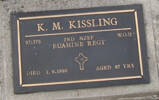2nd NZEF, 571378 W.O.II K M KISSLING, Ruahine Regt, died 1 September 1990 aged 87 years. He is buried in the Taruheru Cemetery, Gisborne Block RSAAS Plot 114