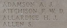 Douglas Aitchison's name is inscribed on Tyne Cot Memorial to the Missing, Belgium.