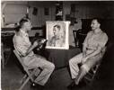 Lt. Barns-Graham working on portrait of medal winner Lt. Leslie Thomas George Booth MC who received the Military Cross during the Vella Lavella campaign.