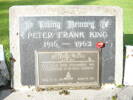 The Gravestone for Peter Frank King at Whataroa Cemetery, Whataroa, West Coast, South Island, New Zealand.