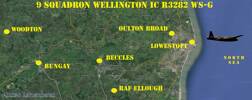 Last Flight Path of 9 Squadron Wellington IC R3282 WS -G.