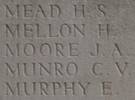 James Moore's name is inscribed on Messines Ridge NZ Memorial to the Missing, West-Flanders, Belgium.