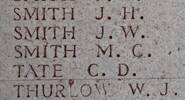 Charles Tate's name is on Lone Pine Memorial to the Missing, Gallipoli, Turkey.