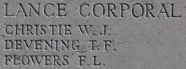 Thomas Devening's name is inscribed on Caterpillar Valley NZ Memorial to the Missing, France.