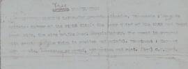 This is a faded translation of Gunner Stokes'.German Hospital note. It reads as follows, Yesterday morning injured by grenade splinters. Diagnosis: grenade splinter injury of the right thigh, the lower third of the thigh and front inner side, the size of the hand, muscle injury. The wound is covered in crusts and the thigh is swollen and painful. Treatment : Evipan, splitting of wound, relaxation and rest. (Sgd) O H Haas.