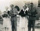 2nd Lieut Lesley Alison Fletcher and 2nd Lieut William George Hill (left) on their wedding day. Attendants unknown.