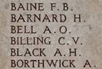 Charles Billing's name is on Chunuk Bair New Zealand Memorial to the Missing, Gallipoli, Turkey.