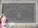 1939-45, 432177 L.A.C. B C ADSETT, RNZAF, died 27 June 1993 aged 70 years He is buried in the Taruheru Cemetery, Gisborne Blk RSA 34 Plot 367 