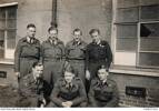 RNZAF Flight Sergeant Lawrence Jamieson - front : far right - in a crew photo taken at England. All men in this photograph - with exception of Sgt Hadder (back : top left) - were crew of the last mission of 15 Squadron RAF Lancaster LM121 LS-C. Back row 2nd from left - Sgt Geary; 3rd from left Sgt Dombrain; 4th from left Sgt Long. Front row - Flt Sgt Reid; Flight Sgt Norris and far right : front - New Zealander Flt Sgt Lawrence Jamieson.
All killed when Lancaster LM121 LS-C was shot down over France 1 June 1944. Sgt Hadder (top left : back row) was killed on a later air operation - when he was shot down over England - only 2 of 10 crew of his bomber survived.