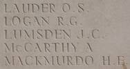 James Lumsden's name is inscribed on Messines Ridge NZ Memorial to the Missing, West-Flanders, Belgium.