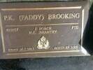 Pte # 815657 P K (PADDY BROOKING J FORCE - NZ INFANTRY Died 20 - 2 - 2012 aged 85yrsHe is buried in the Korongata Cemetery, Hawkes Bay