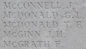 Thomas McDonald's name is inscribed on Caterpillar Valley NZ Memorial to the Missing, France.