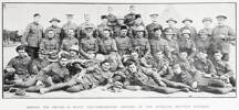Group portrait of non-commissioned officers of the Auckland Mounted Regiment in Egypt, showing on the back row from the left: Trumpet-Major Munro and Sergeant-Major Innis. Fourth row left to right Sergeants McNeish, McKeown, Thompson, Hoskings, Allsopp, Douglas, Hovey, Brown, Mahood, Budden,Jurd and Regimental Quartermaster Sergeant Purdon. Third row left to right Sergeant Maloney, Sergeant-Majors Marr,Beer, Manners, Milne, Notley and Watts, Sergeants Thomas and Hill and RFQMS Bradshaw. Second row left to right Sergeants Adolph, Hampshaw, Mackesy, Gordon Cecil Leighton, Thorburn and Stokes, Quartermaster Sergeant Foster and Sergeants McGregor, Martin and Douglas. Reclining left to right Sergeants Cullen, Wellington, Williamson and King.