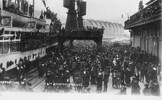 Crowds farewell the 6th Reinforcements, NZEF,  at Port of Wellington, New Zealand, as they depart for overseas war service - 14 August 1915.