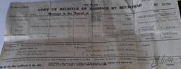 Copy of the original Marriage Certificate.