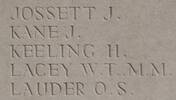 James Kane's name is inscribed on Messines Ridge NZ Memorial to the Missing, West-Flanders, Belgium.