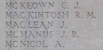 James Maclean's name is inscribed on Tyne Cot Memorial to the Missing, Belgium.